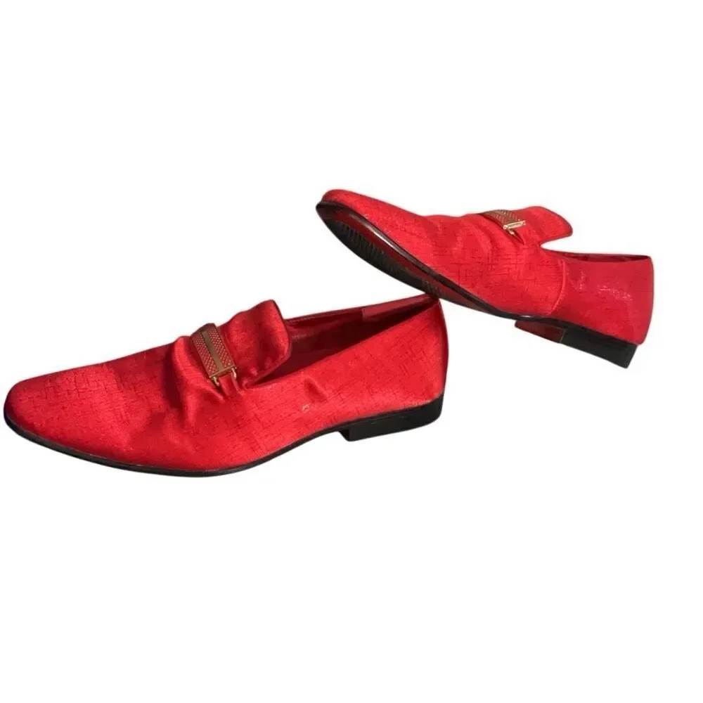 Dolce Vita Red Gold Textured Metallic Loafer Rectangular Bit Smoking Loafers 12